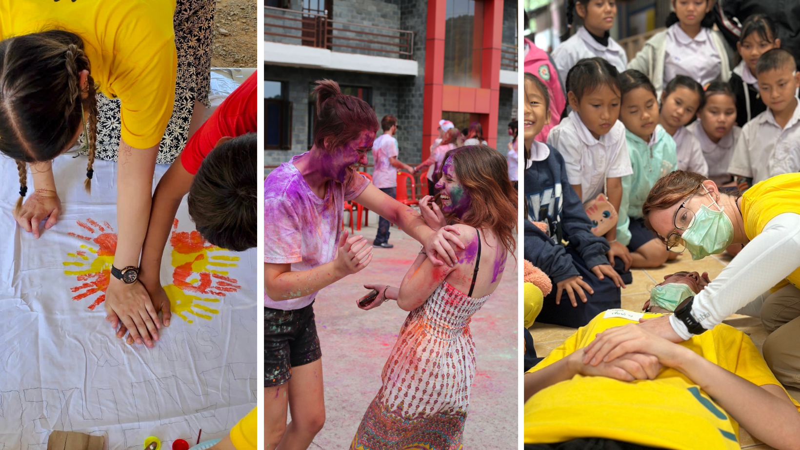 Australian university students volunteer abroad, paramedic students, Thailand, Cambodia, India, Holi Festival, cultural immersion