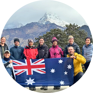 Australian university students trekking in Nepal, Poon Hill